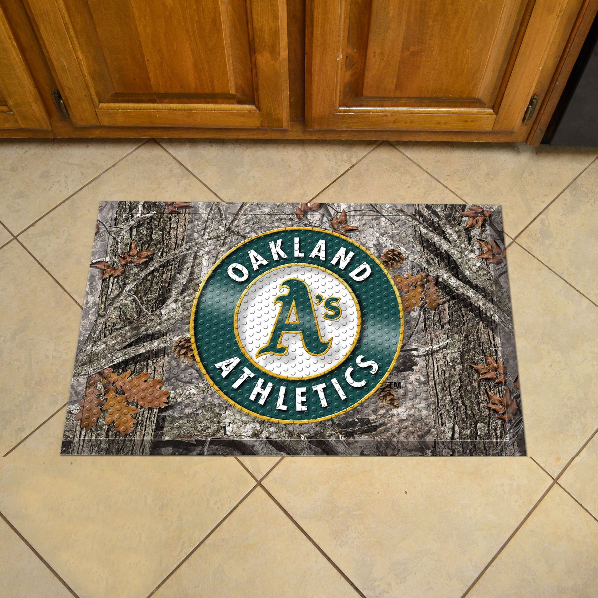 Oakland Athletics Rubber Scraper Door Mat Camo - Oakland Athletics