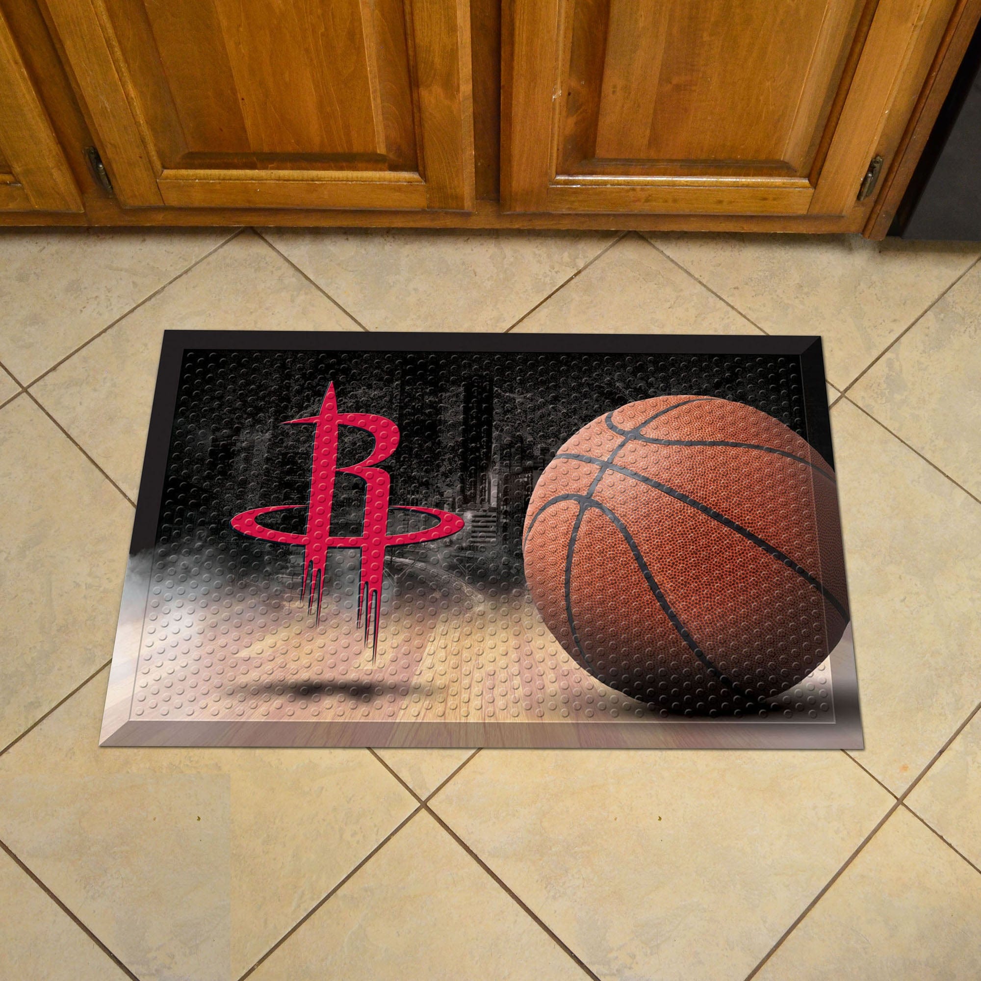 Houston Rockets Rubber Scraper Door Mat - Houston Rockets