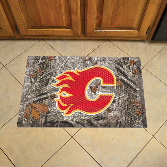 Calgary Flames Rubber Scraper Door Mat Camo - Calgary Flames