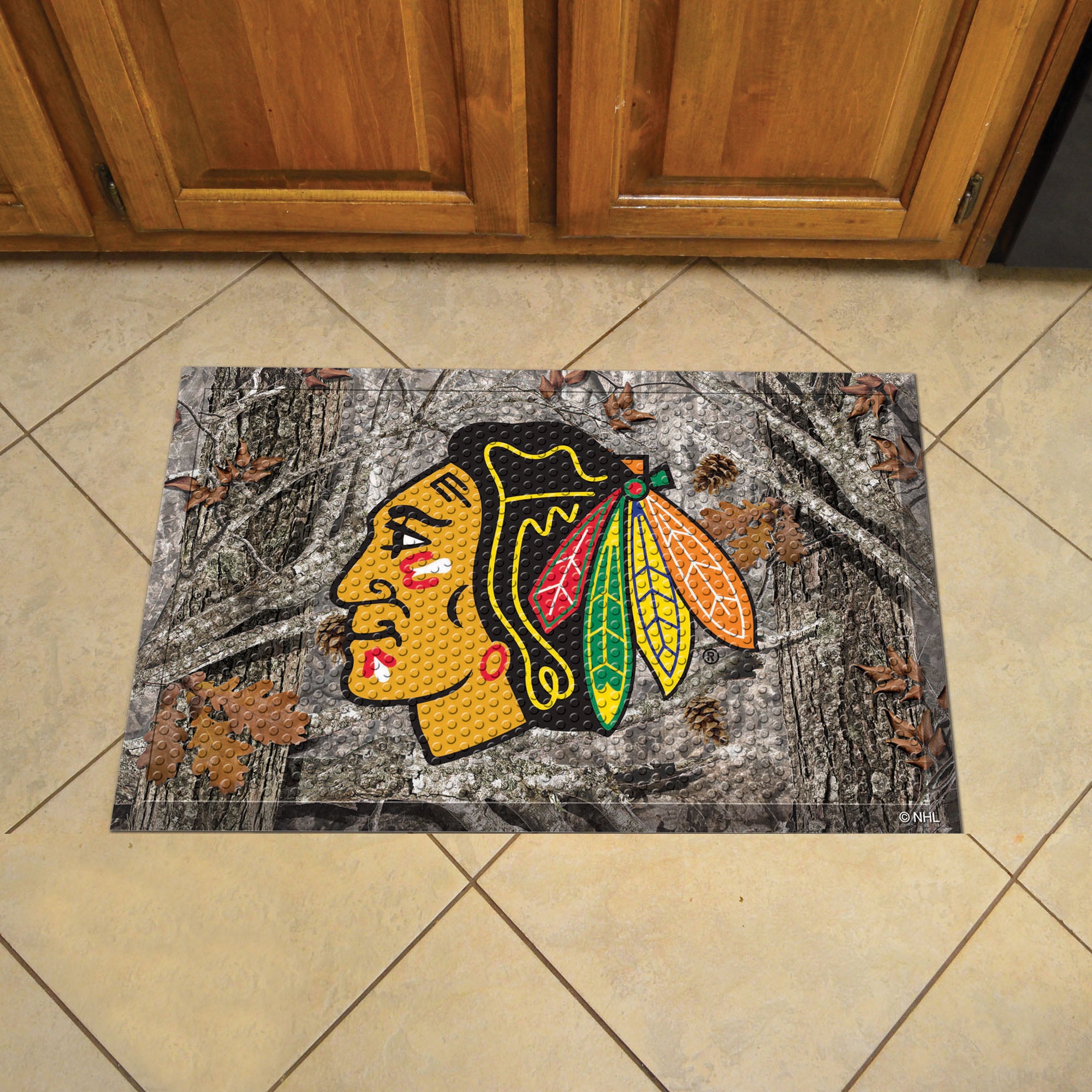 Chicago Blackhawks Rubber Scraper Door Mat Camo - Chicago Blackhawks