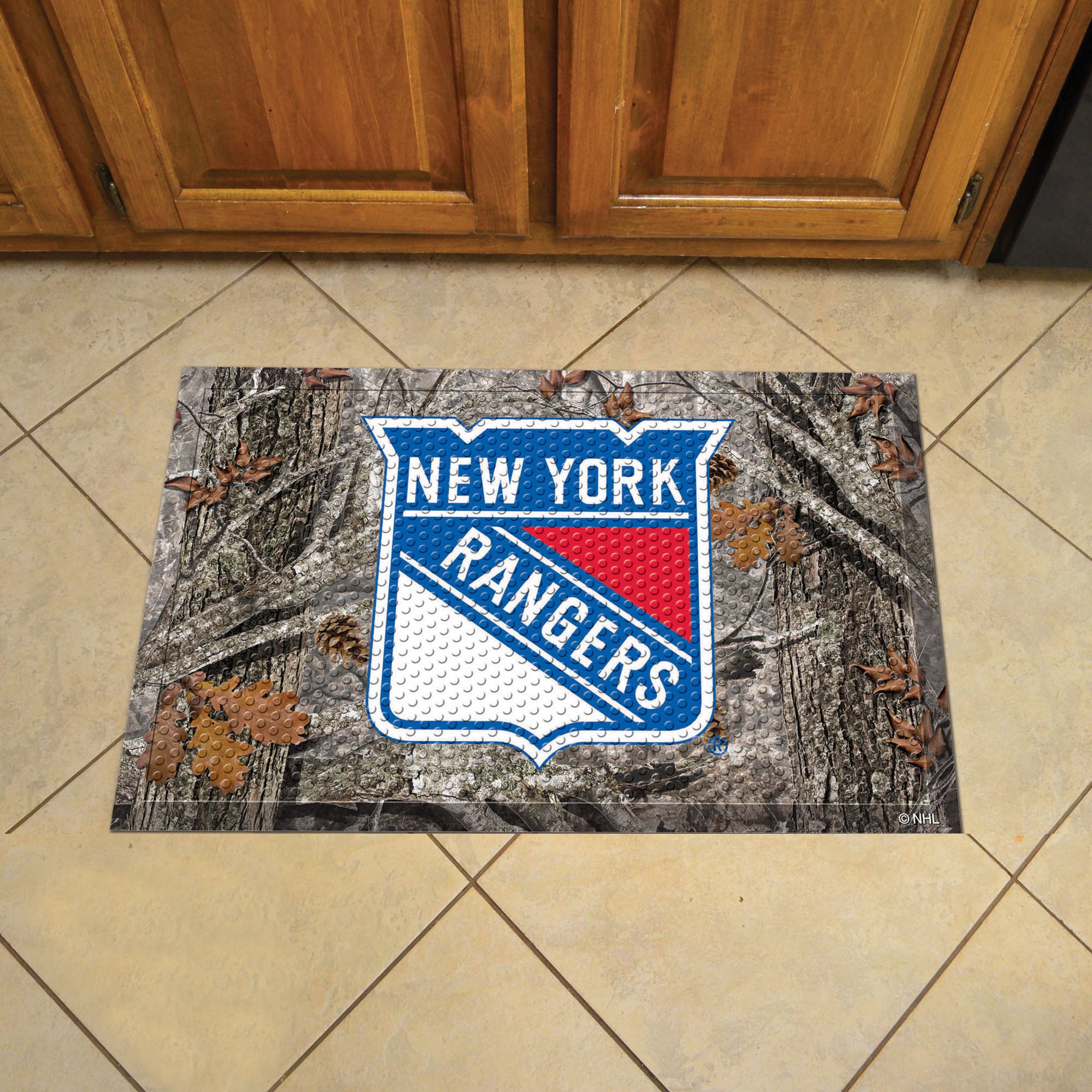 New York Rangers Rubber Scraper Door Mat Camo - New York Rangers