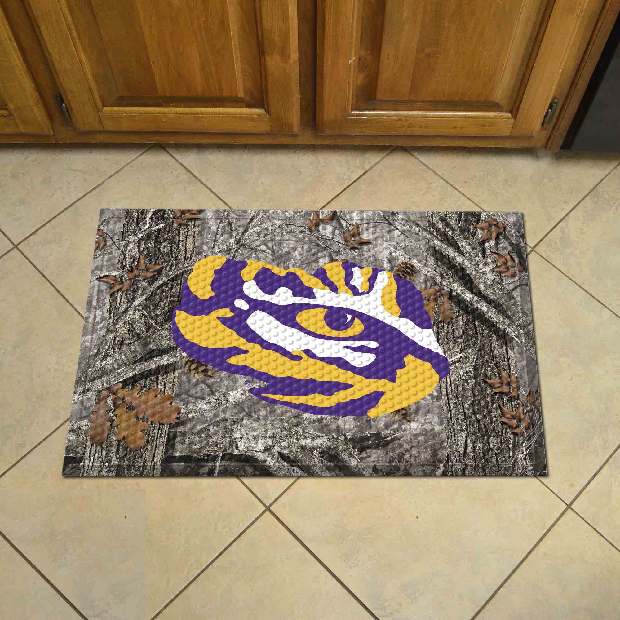 LSU Tigers Rubber Scraper Door Mat Camo