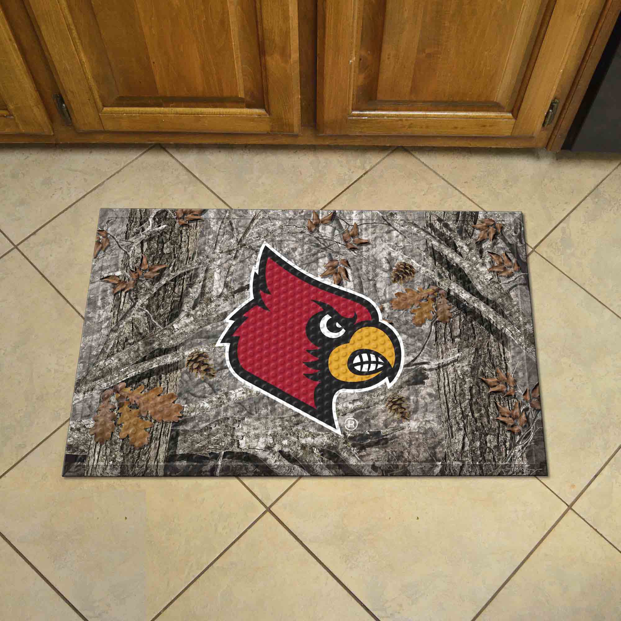 Louisville Cardinals Rubber Scraper Door Mat Camo - Louisville