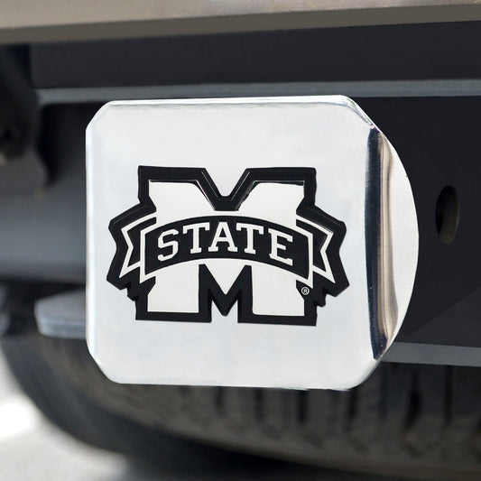 Mississippi State Bulldogs Chrome Metal Hitch Cover with Chrome Metal 3D Emblem