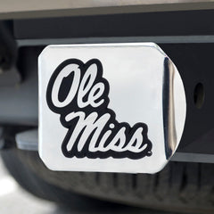 Ole Miss Rebels Chrome Metal Hitch Cover with Chrome Metal 3D Emblem - Ole Miss