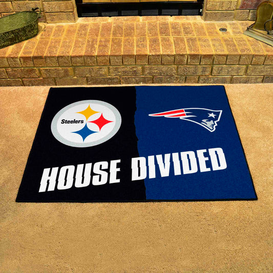 NFL House Divided - Steelers / Patriots House Divided Rug - 34 in. x 42.5 in.