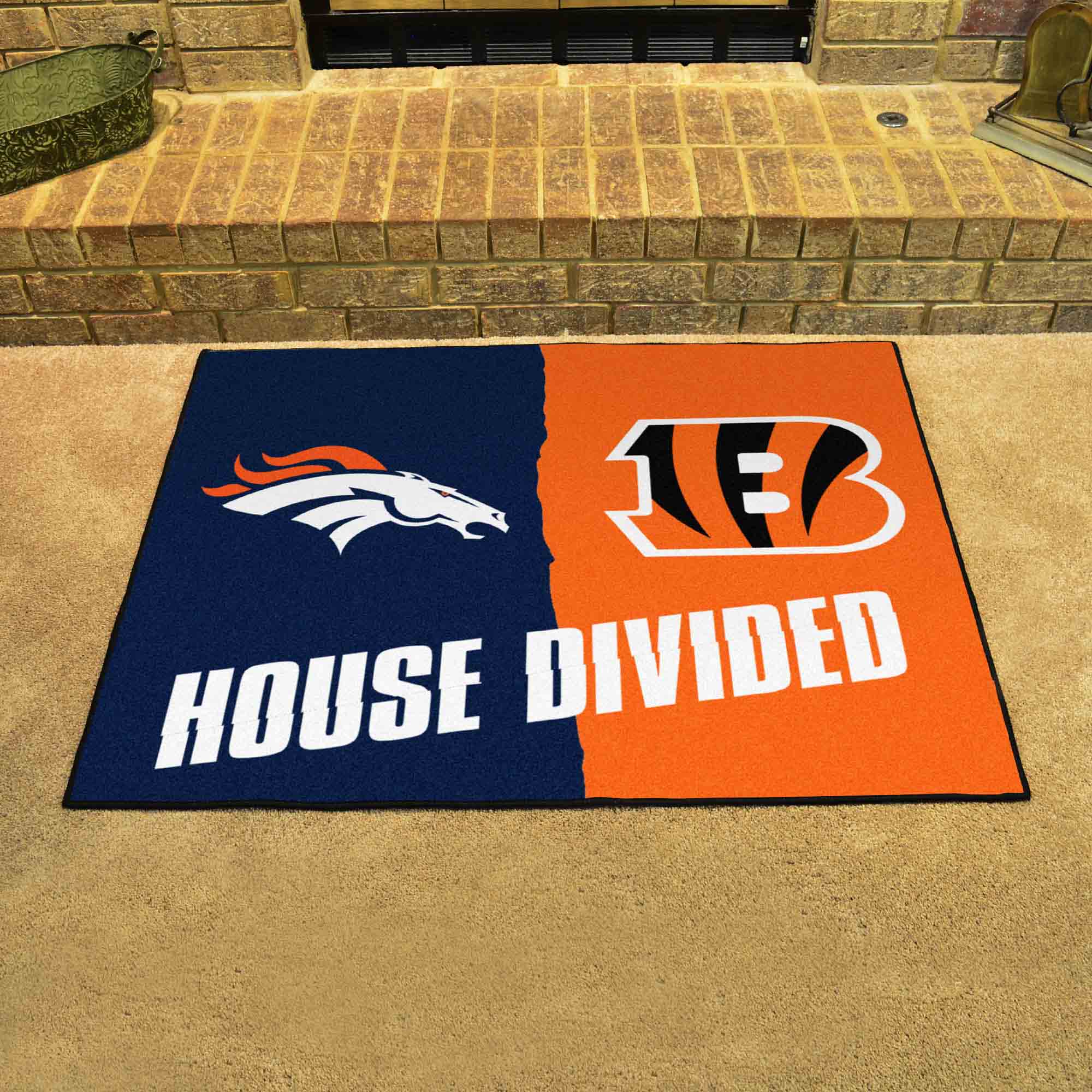 NFL House Divided - Broncos / Bengals House Divided Rug - 34 in. x 42.5 in.