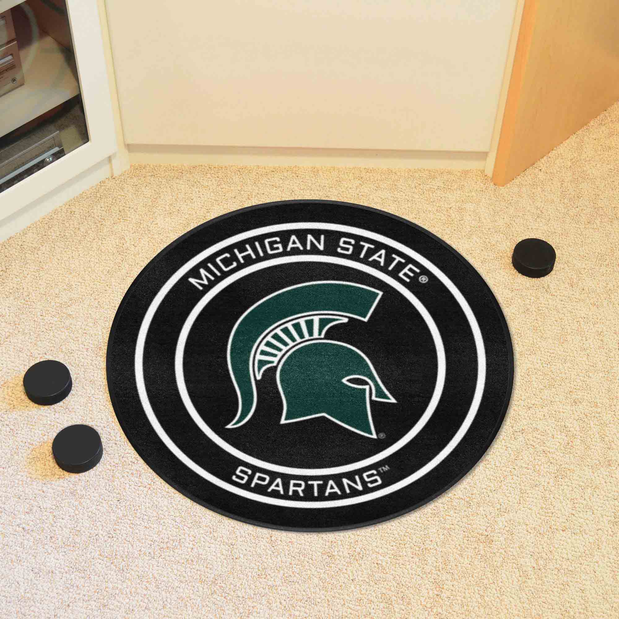 Michigan State Spartans Hockey Puck Rug - 27in. Diameter - Michigan State