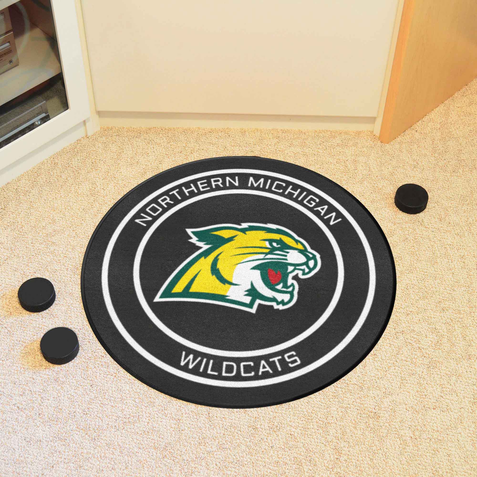 Northern Michigan Wildcats Hockey Puck Rug - 27in. Diameter