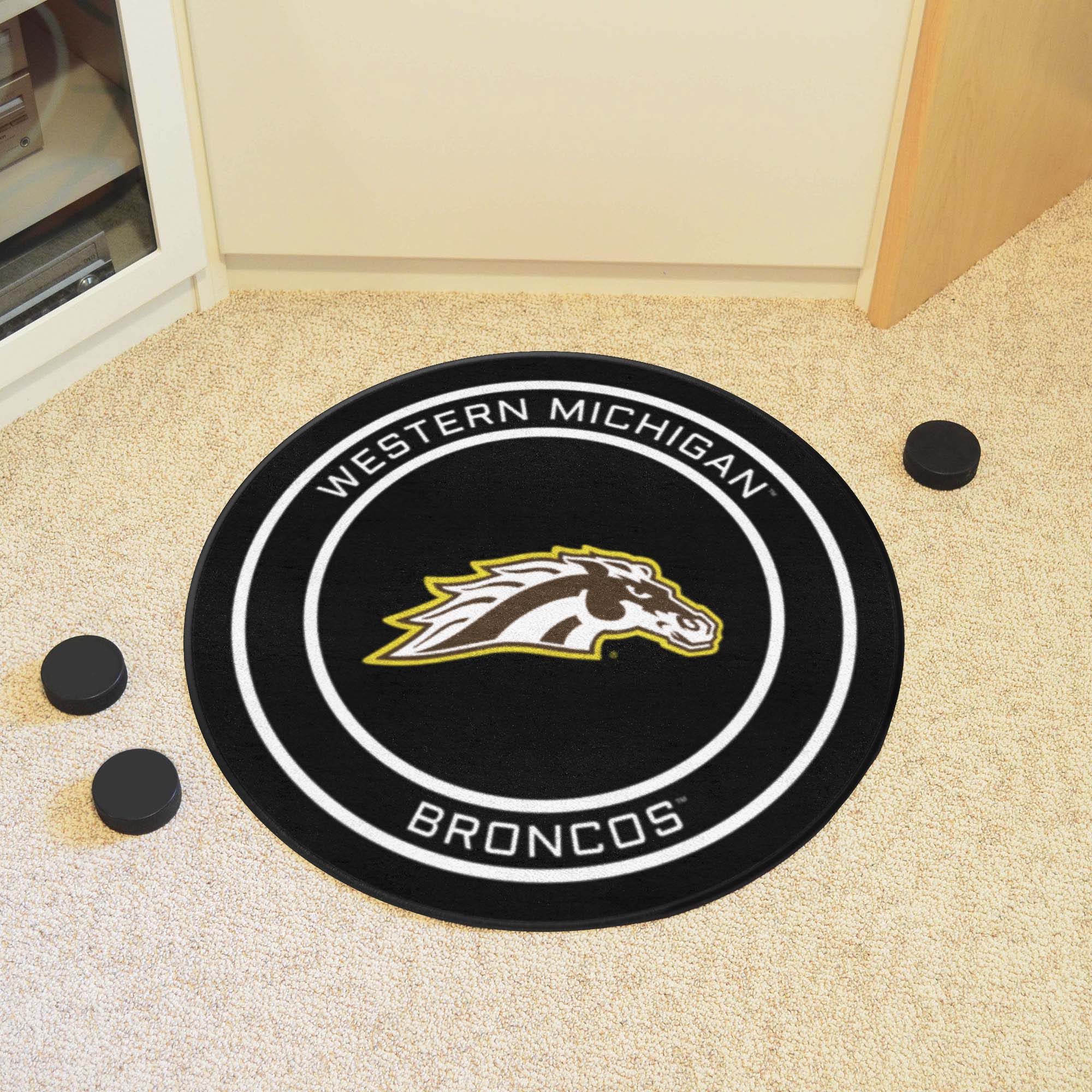 Western Michigan Broncos Hockey Puck Rug - 27in. Diameter