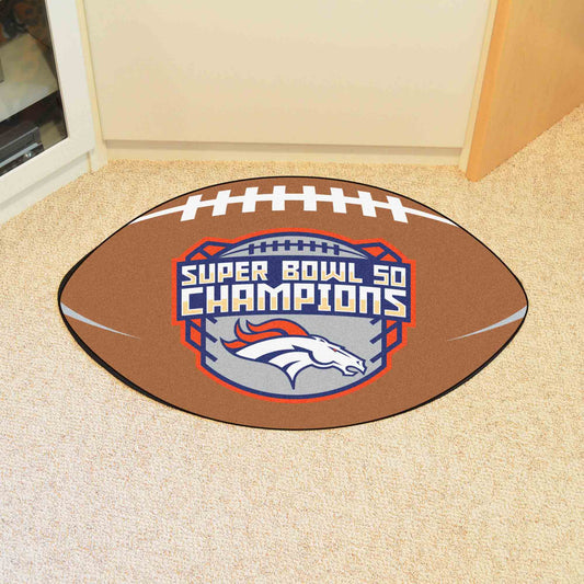 Denver Broncos Football Rug - 20.5in. x 32.5in., 2016 Super Bowl L Champions