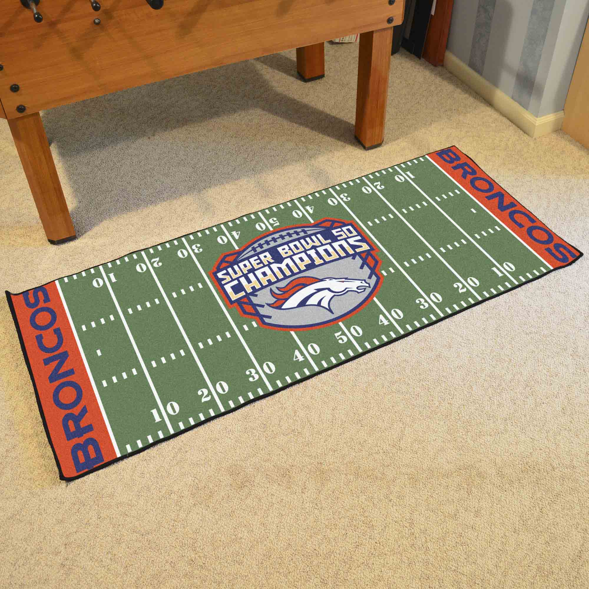 Denver Broncos Field Runner Mat - 30in. x 72in., 2016 Super Bowl L Champions - Denver Broncos