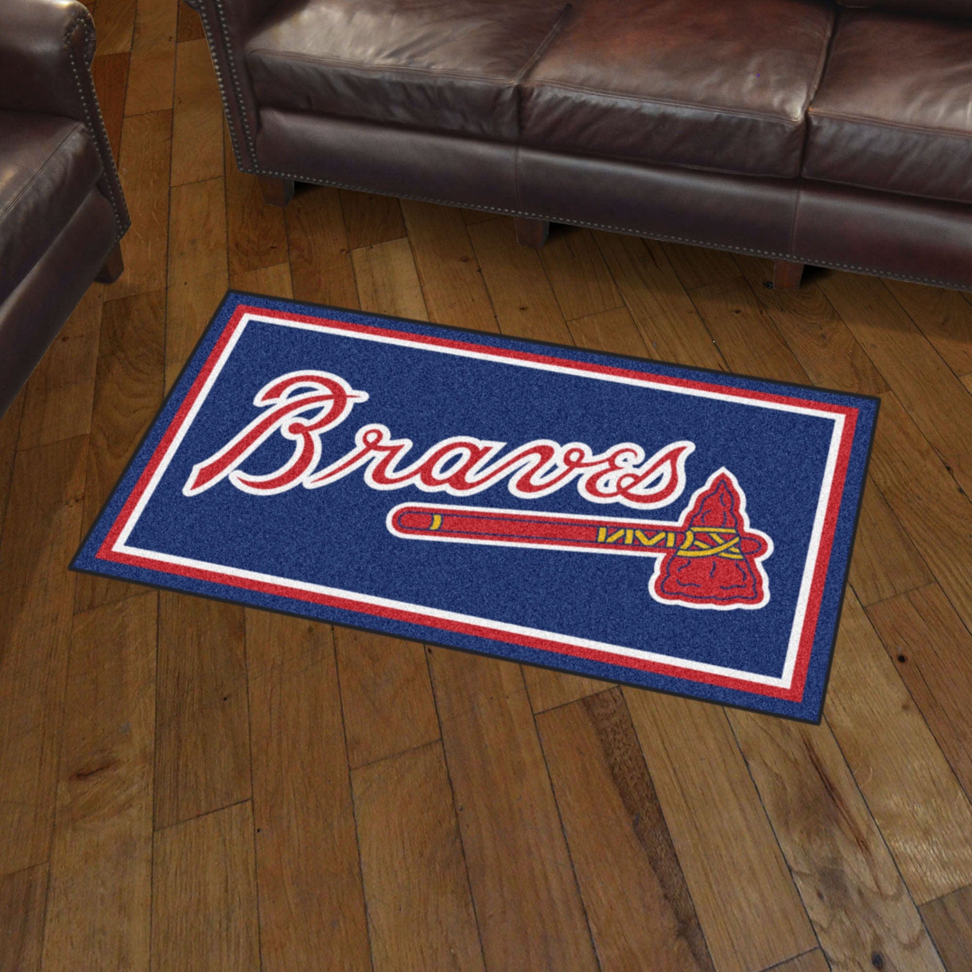 Atlanta Braves 3ft. x 5ft. Plush Area Rug "Braves" Logo - Atlanta Braves