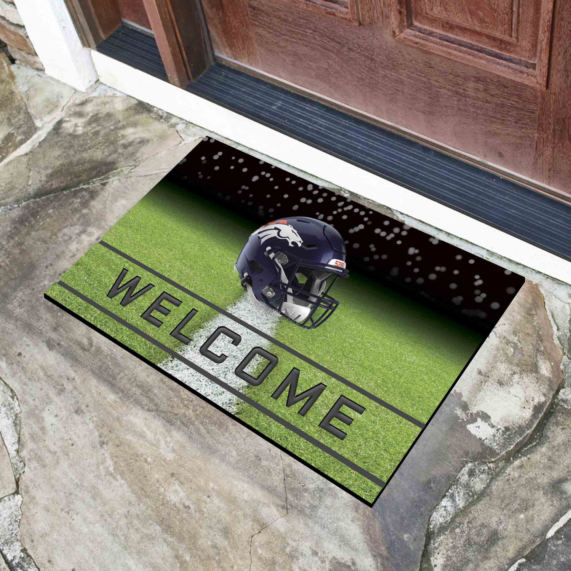 Denver Broncos Rubber Door Mat - 18in. x 30in.