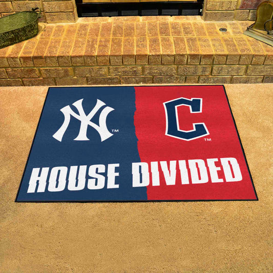 MLB House Divided - Yankees / Guardians House Divided House Divided Rug - 34 in. x 42.5 in.