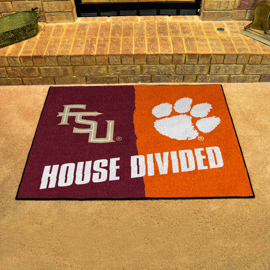 House Divided - Florida State / Clemson House Divided House Divided Rug - 34 in. x 42.5 in. - House Divided - Florida State / Clemson