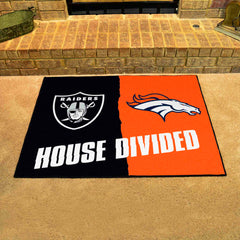 NFL House Divided - Raiders / Broncos House Divided Rug - 34 in. x 42.5 in. - NFL House Divided - Raiders / Broncos