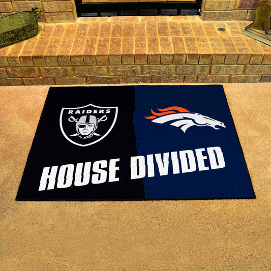 NFL House Divided - Broncos / Raiders House Divided Rug - 34 in. x 42.5 in. - NFL House Divided - Broncos / Raiders