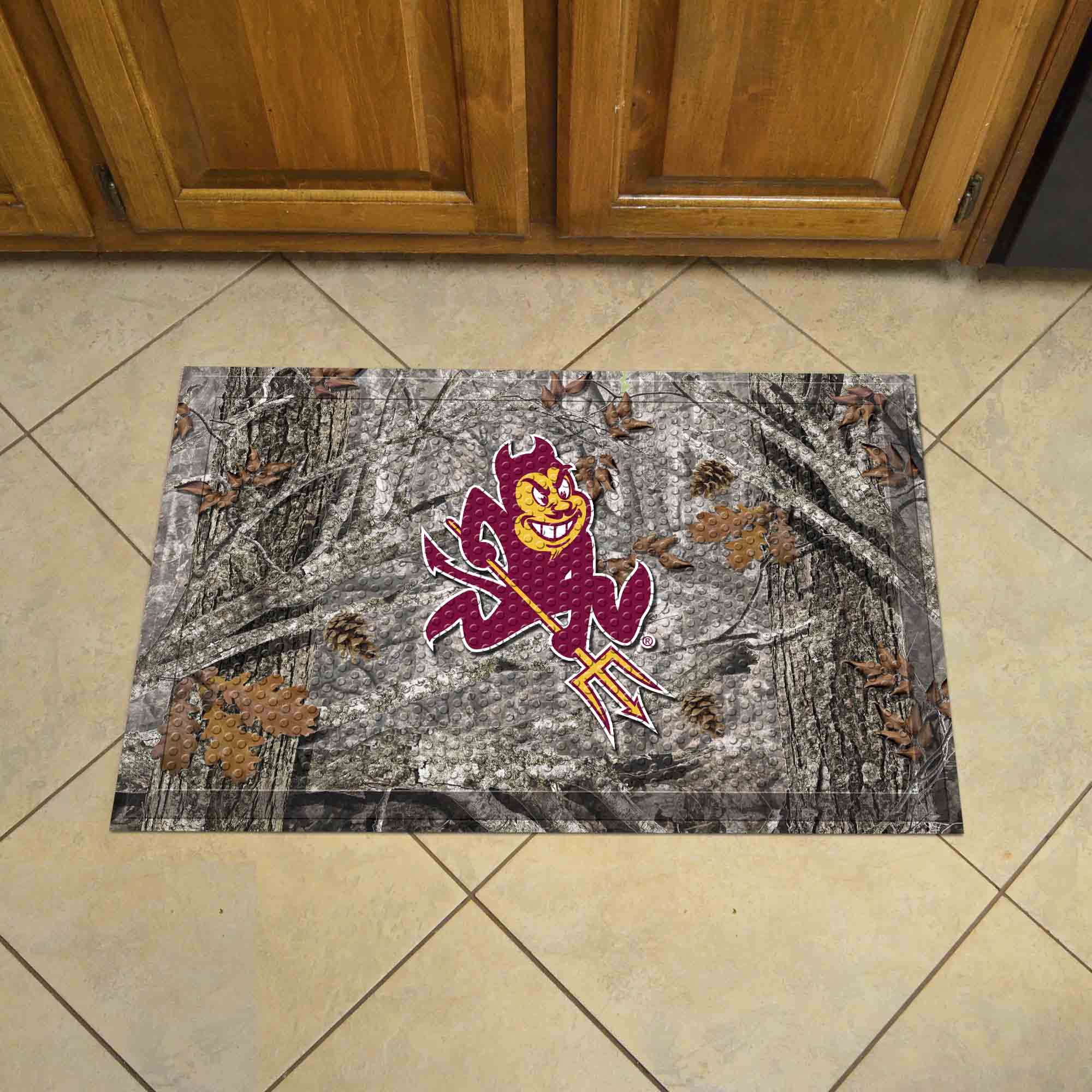 Arizona State Sun Devils Rubber Scraper Door Mat Camo, Sparky Logo