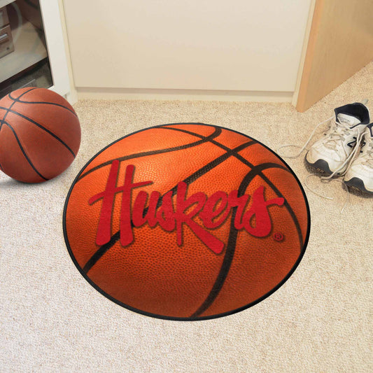 Nebraska Cornhuskers Basketball Rug - 27in. Diameter, "Huskers" - Nebraska