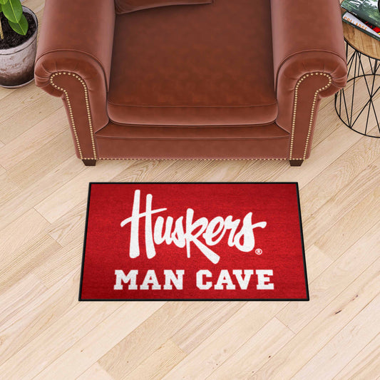 Nebraska Cornhuskers Man Cave Starter Mat Accent Rug - 19in. x 30in., "Huskers" - Nebraska