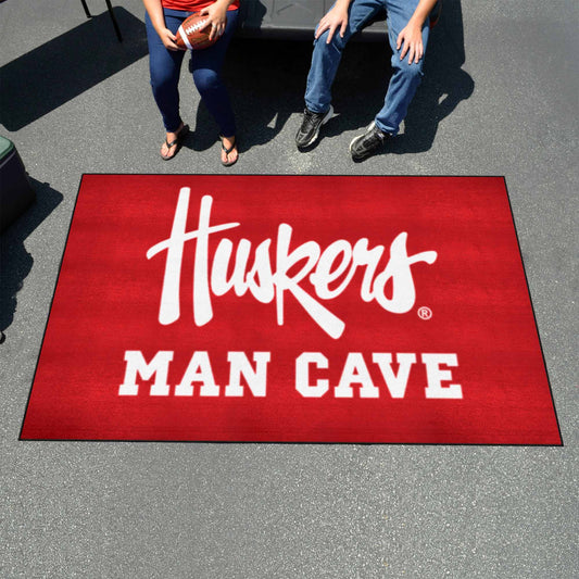 Nebraska Cornhuskers Man Cave Ulti-Mat Rug - 5ft. x 8ft., "Huskers" - Nebraska