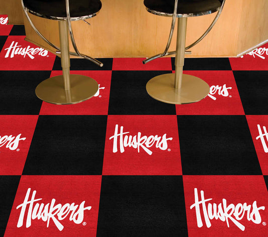 Nebraska Cornhuskers Team Carpet Tiles - 45 Sq Ft., "Huskers" - Nebraska