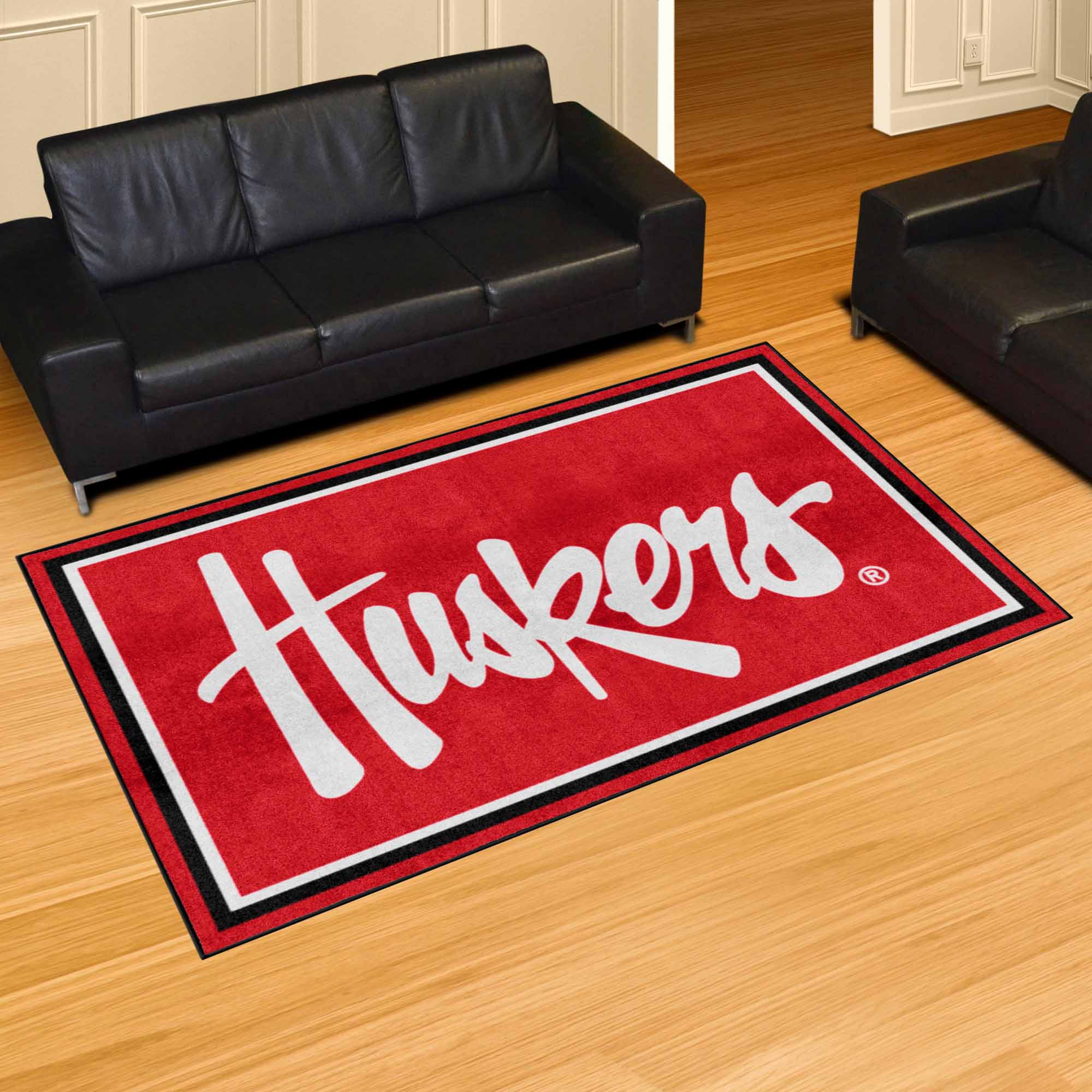 Nebraska Cornhuskers 5ft. x 8 ft. Plush Area Rug, "Huskers" - Nebraska