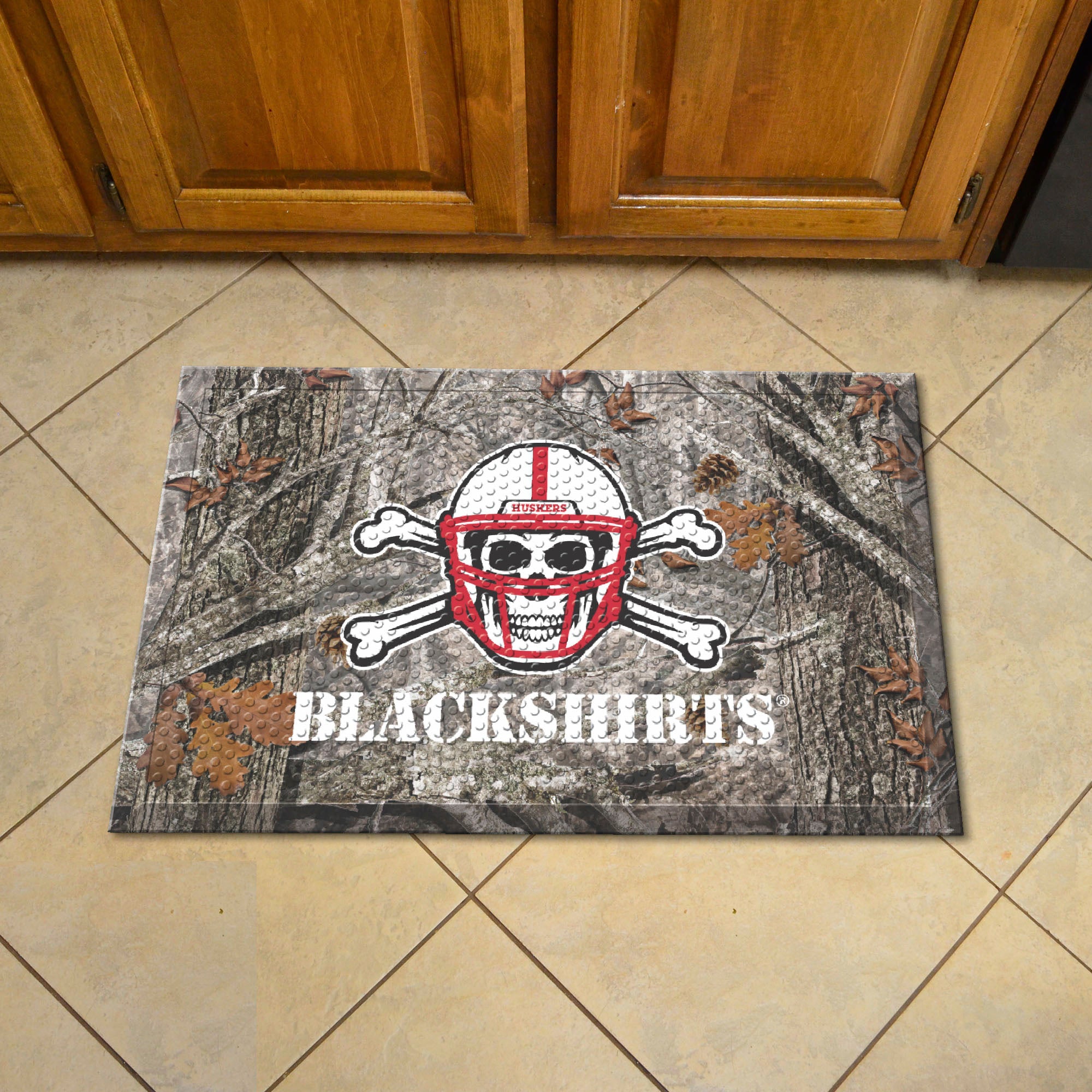 Nebraska Cornhuskers Rubber Scraper Door Mat Camo - Nebraska