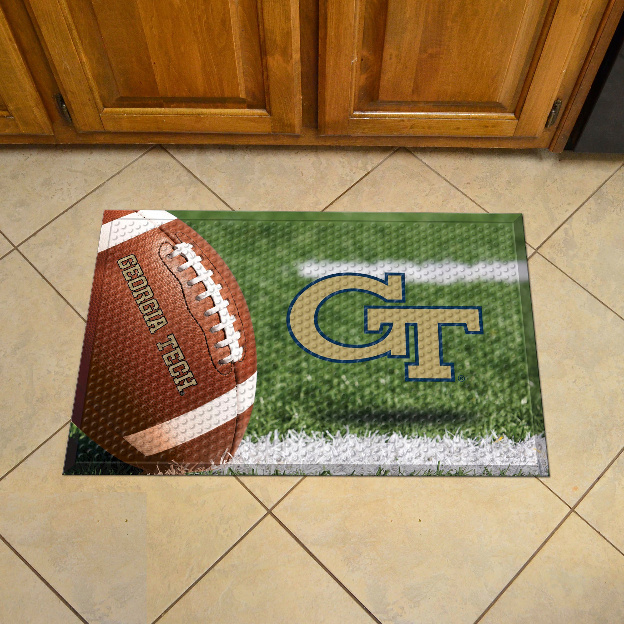 Georgia Tech Yellow Jackets Rubber Scraper Door Mat, GT Logo