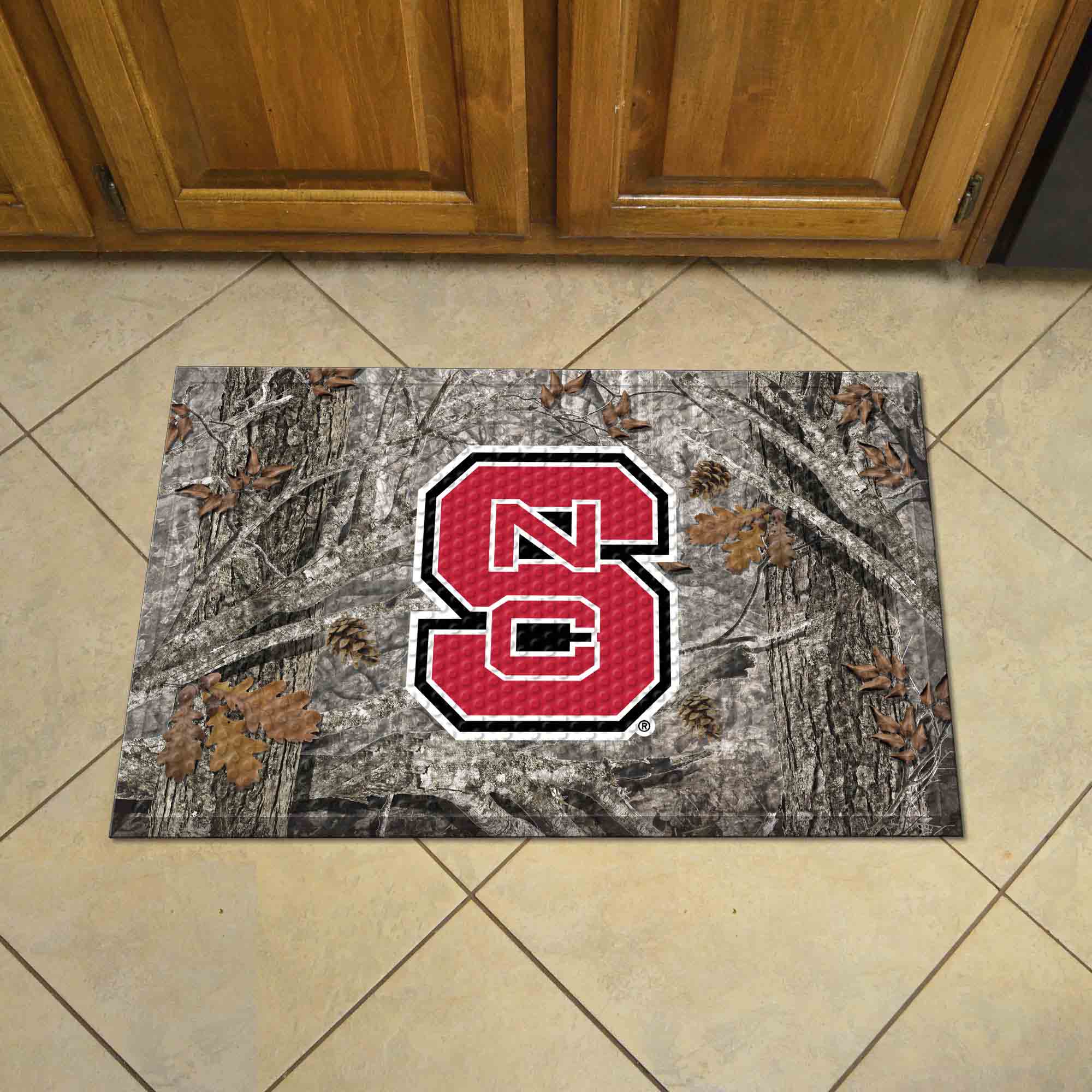 NC State Wolfpack Rubber Scraper Door Mat Camo, NCS Logo - NC State