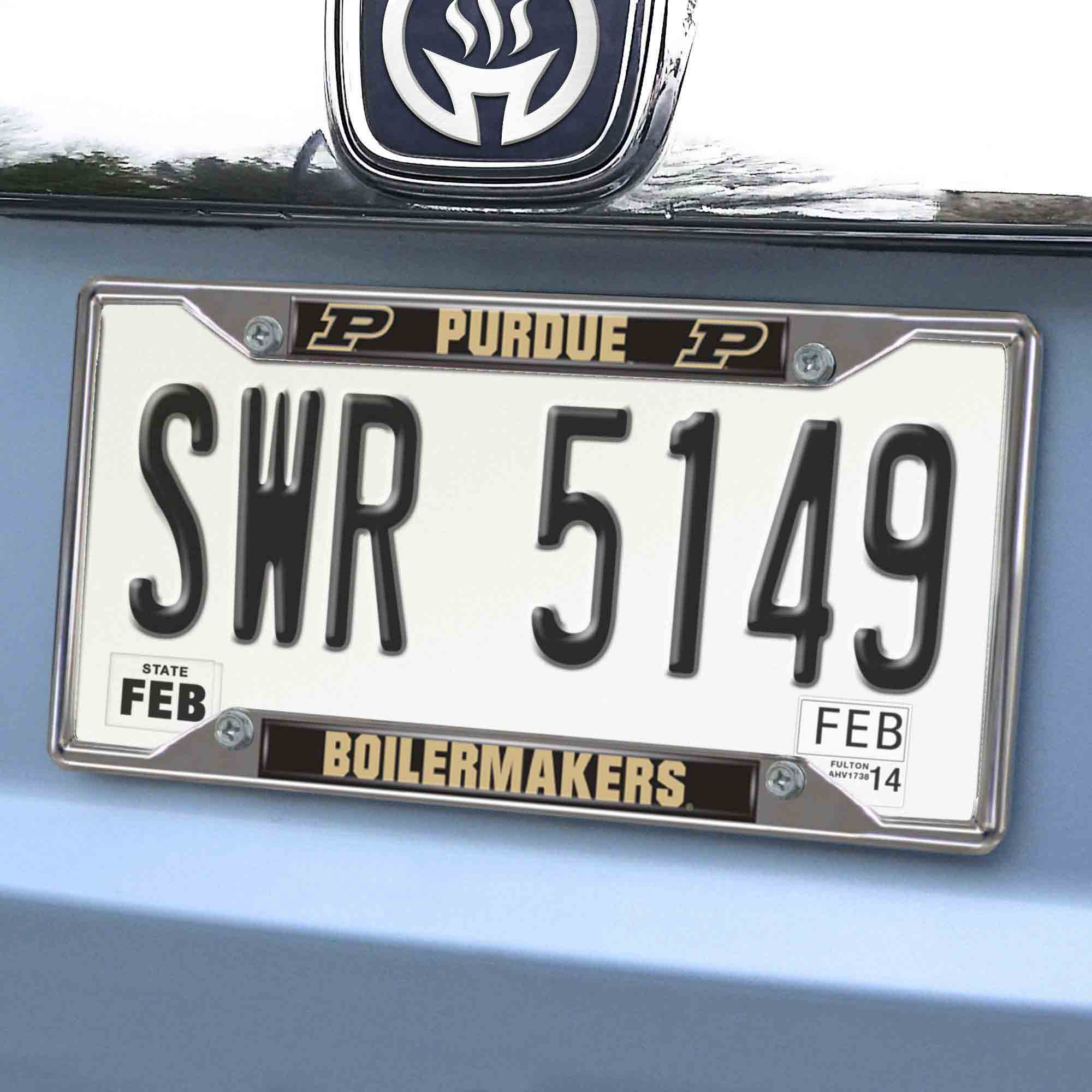 Purdue Boilermakers Chrome Metal License Plate Frame, 6.25in x 12.25in