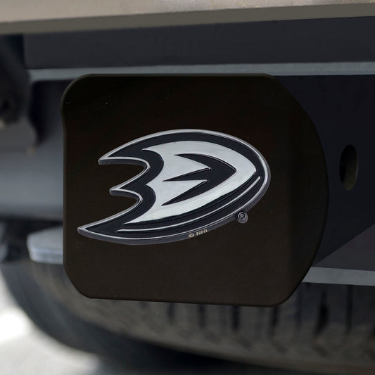 Anaheim Ducks Black Metal Hitch Cover with Metal Chrome 3D Emblem