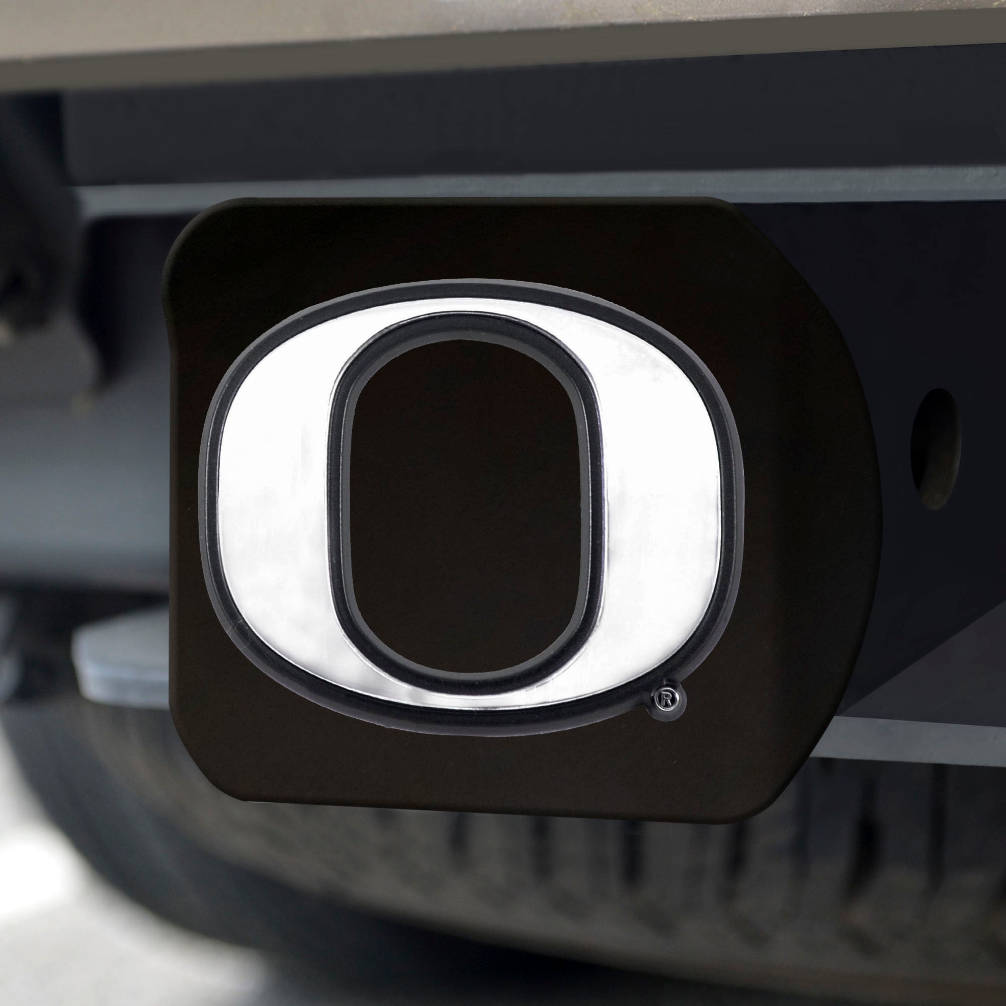 Oregon Ducks Black Metal Hitch Cover with Metal Chrome 3D Emblem