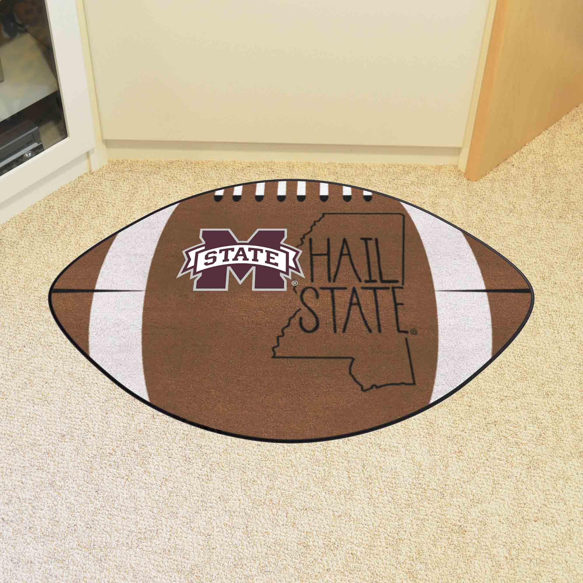 Mississippi State Bulldogs Southern Style Football Rug - 20.5in. x 32.5in. - Mississippi State