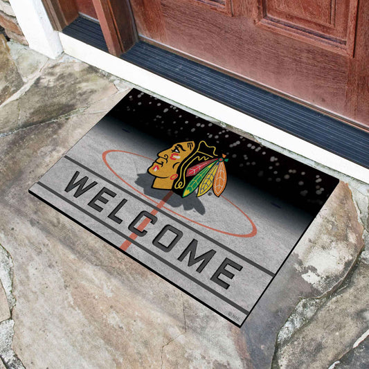 Chicago Blackhawks Rubber Door Mat - 18in. x 30in. - Chicago Blackhawks