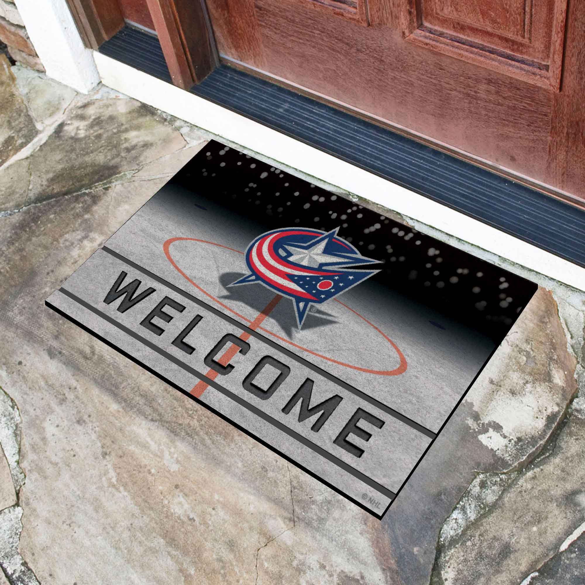 Columbus Blue Jackets Rubber Door Mat - 18in. x 30in. - Columbus Blue Jackets