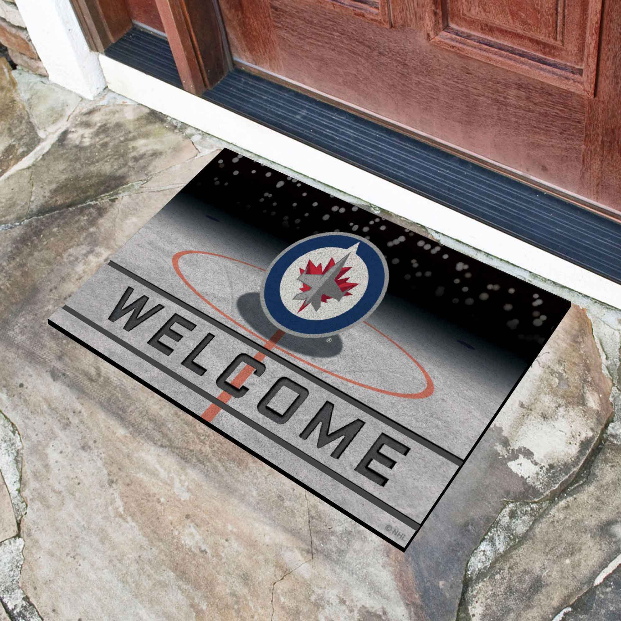 Winnipeg Jets Rubber Door Mat - 18in. x 30in.