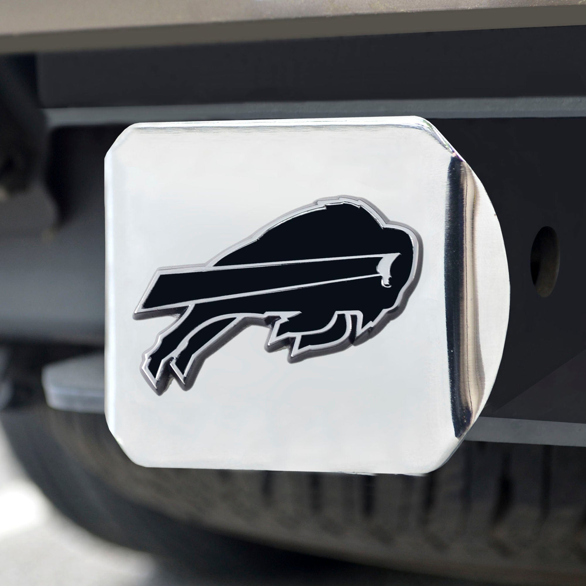 Buffalo Bills Chrome Metal Hitch Cover with Chrome Metal 3D Emblem - Buffalo Bills