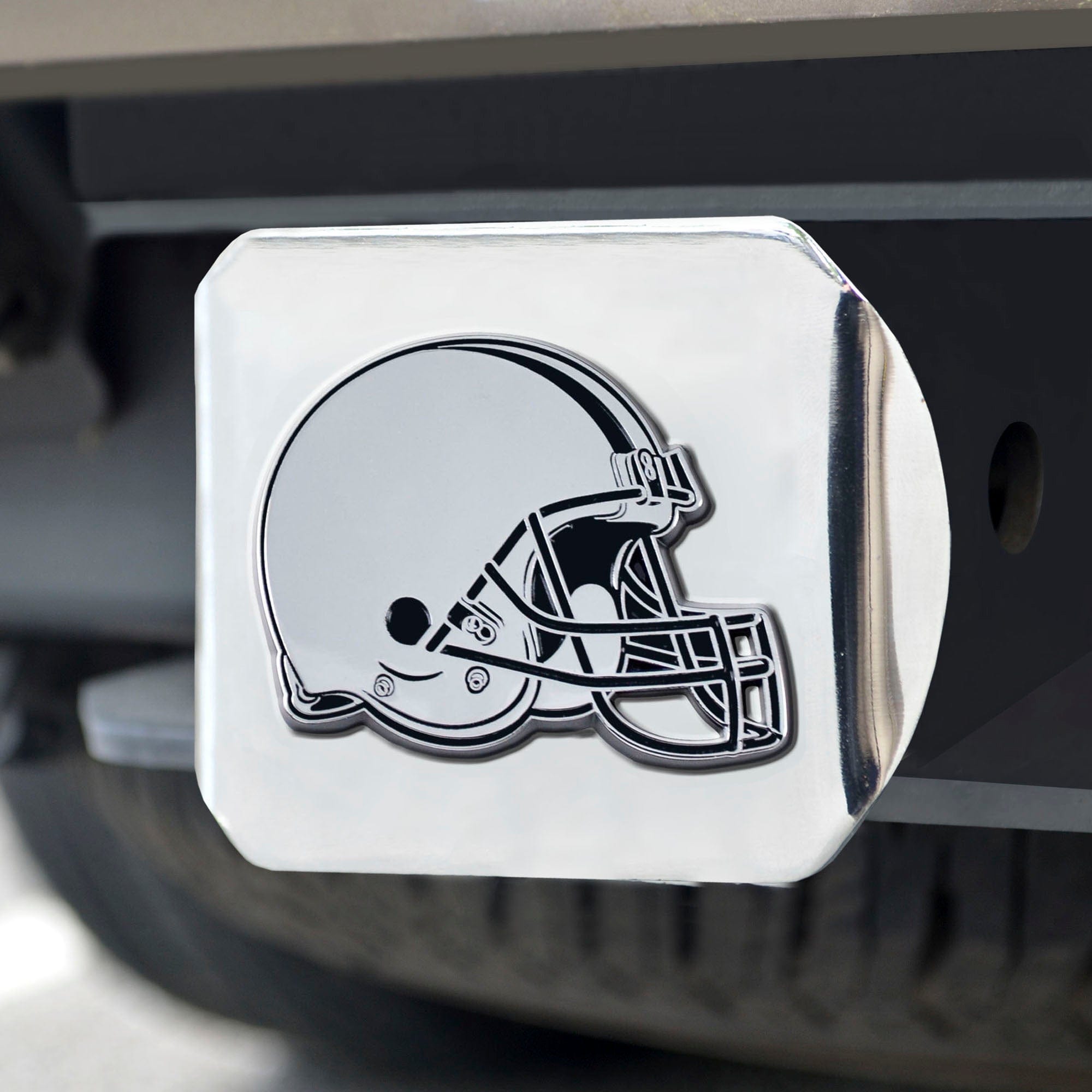 Cleveland Browns Chrome Metal Hitch Cover with Chrome Metal 3D Emblem - Cleveland Browns