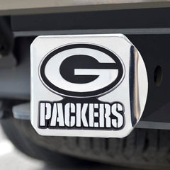 Green Bay Packers Chrome Metal Hitch Cover with Chrome Metal 3D Emblem - Green Bay Packers