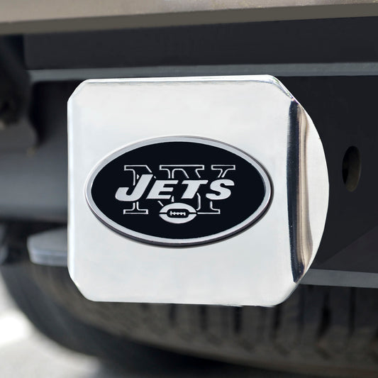 New York Jets Chrome Metal Hitch Cover with Chrome Metal 3D Emblem - New York Jets