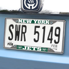 New York Jets Chrome Metal License Plate Frame, 6.25in x 12.25in