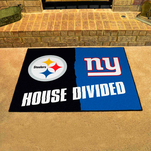 NFL House Divided - Steelers / Giants House Divided Rug - 34 in. x 42.5 in. - NFL House Divided - Steelers / Giants