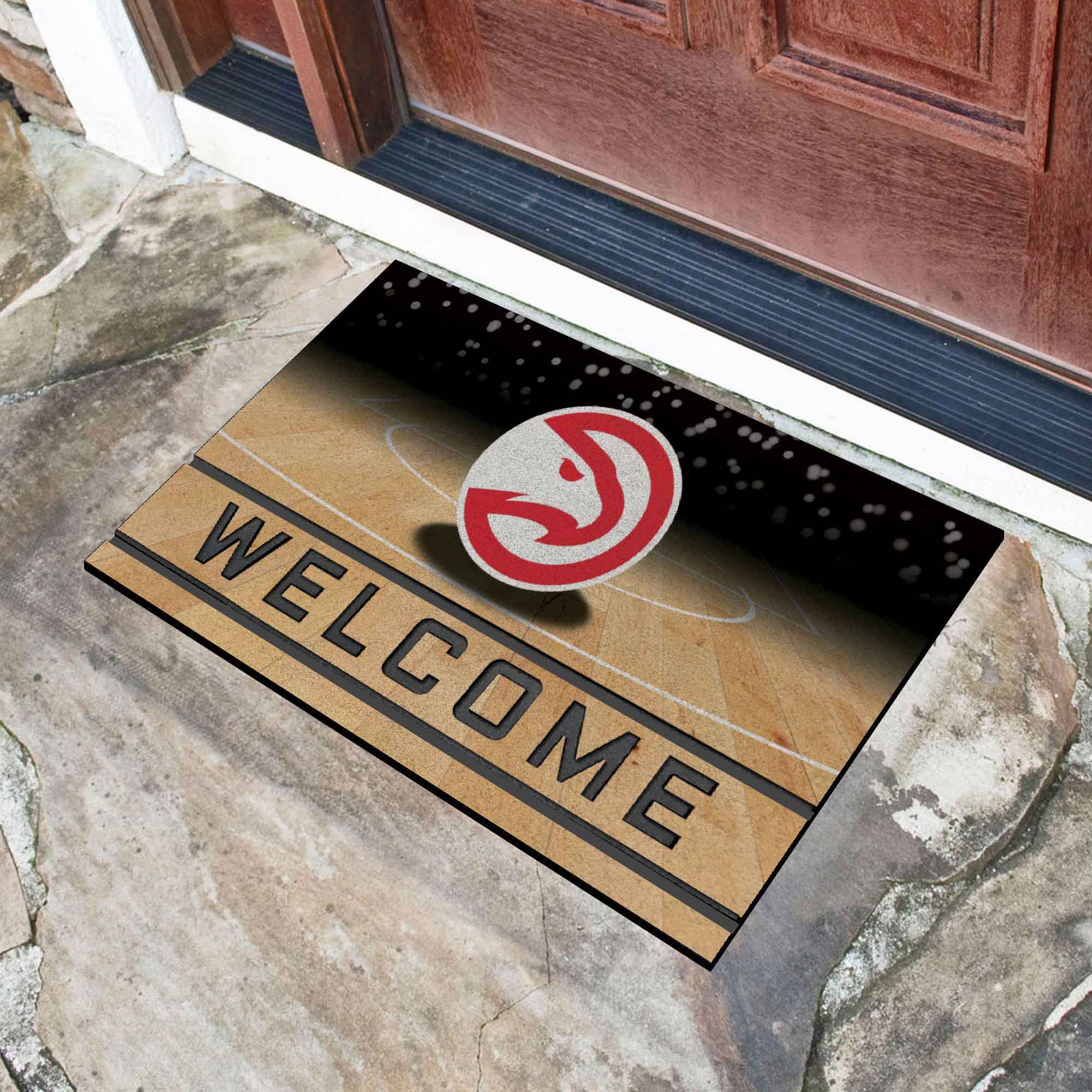 Atlanta Hawks Rubber Door Mat - 18in. x 30in. - Atlanta Hawks