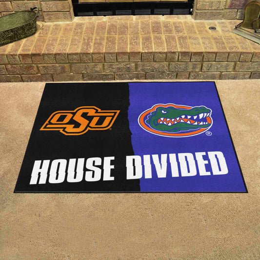 House Divided - Oklahoma State / Florida House Divided House Divided Rug - 34 in. x 42.5 in. - House Divided - Oklahoma State / Florida