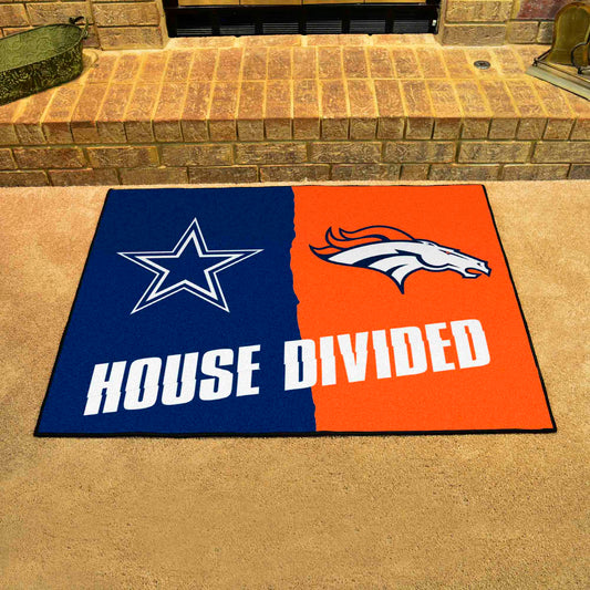 NFL House Divided - Cowboys / Broncos House Divided Rug - 34 in. x 42.5 in. - NFL House Divided - Cowboys / Broncos