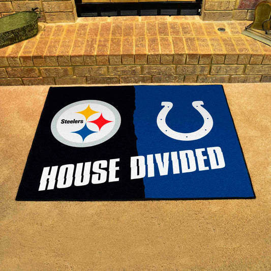 NFL House Divided - Steelers / Colts House Divided Rug - 34 in. x 42.5 in. - NFL House Divided - Steelers / Colts