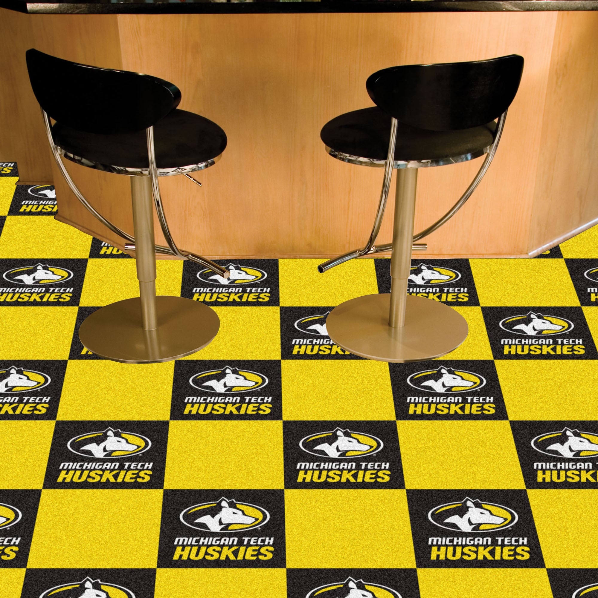 Michigan Tech Huskies Team Carpet Tiles - 45 Sq Ft.