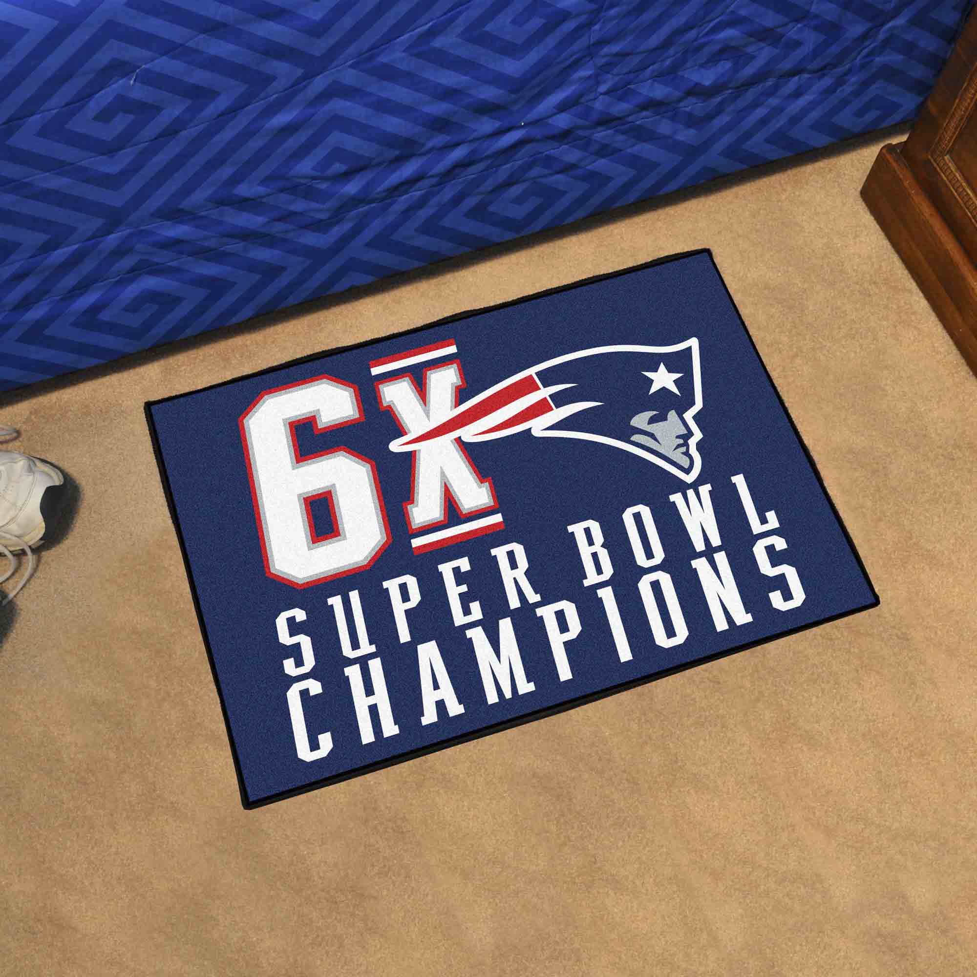 New England Patriots "6X Super Bowl Champions" Starter Mat - 19in. X 30in. - New England Patriots